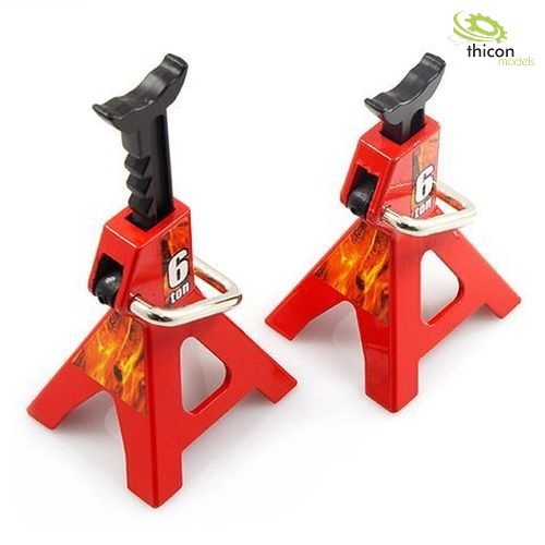 support trestles in red  made of metal, adjustable,  2 piece