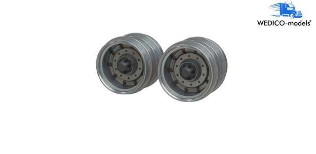 Alloy wheels for rear drive axle for twin tires