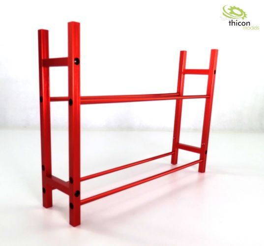Red pallet rack made of metal