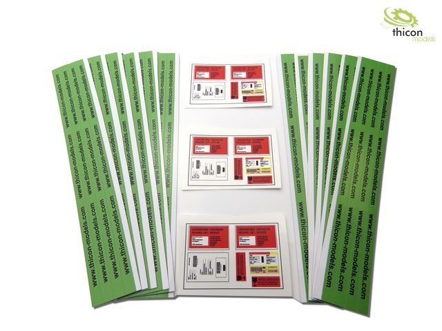 Package sticker set with shipping labels and packing tape