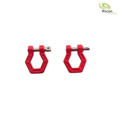 Hexagon shackle metal red 2 pieces