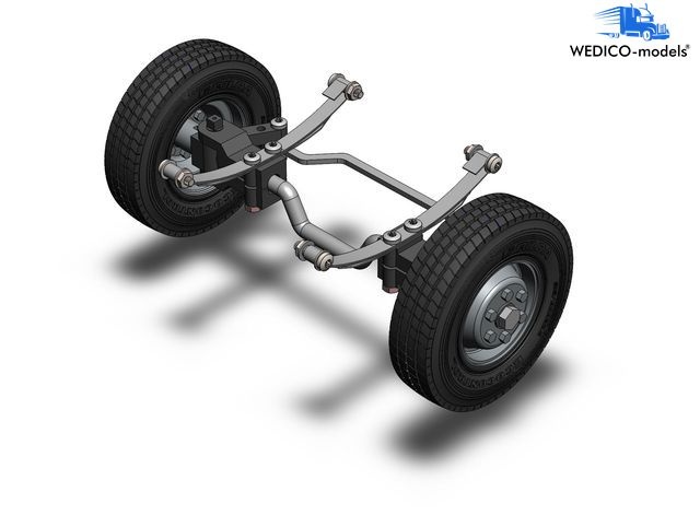 Front axle for standard chassis with wheels