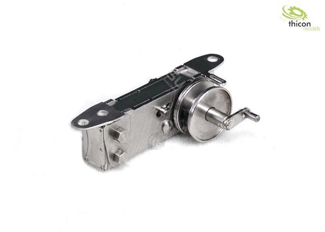 Winch for tension belts made of metal with locking function